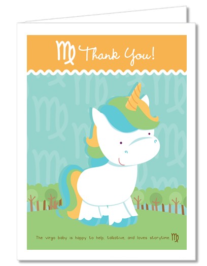 Unicorn | Virgo Horoscope - Baby Shower Thank You Cards